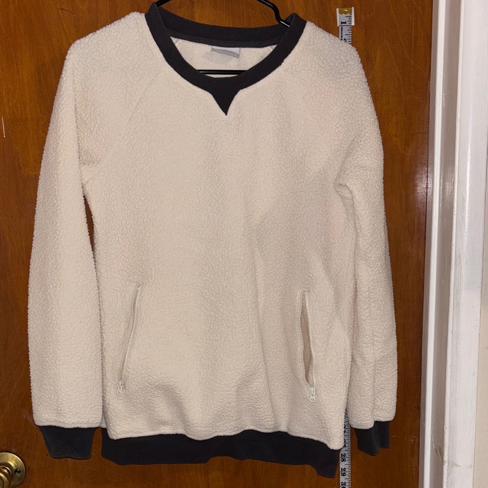 Men's Cream and Black Crewneck Sweater